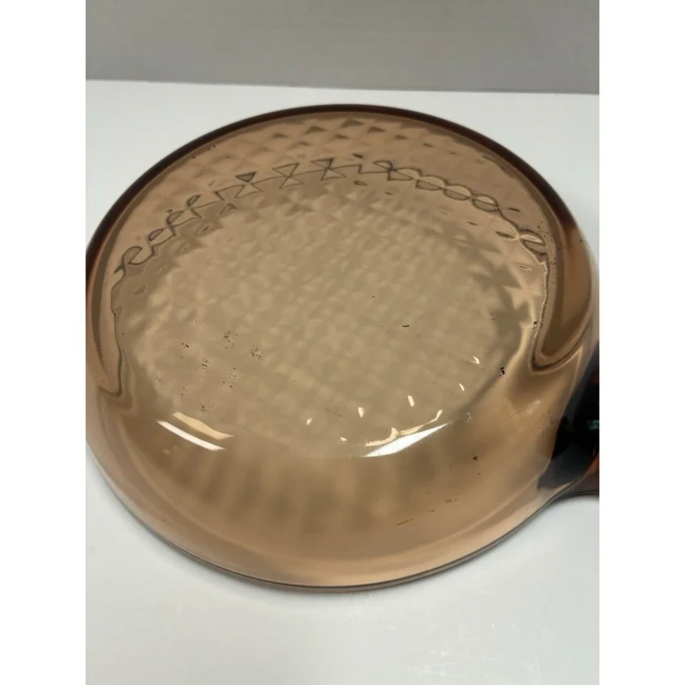 Vision Corning Ware Amber Glass Cookware Lot 2 Pc Bowl & Frying Pan USA